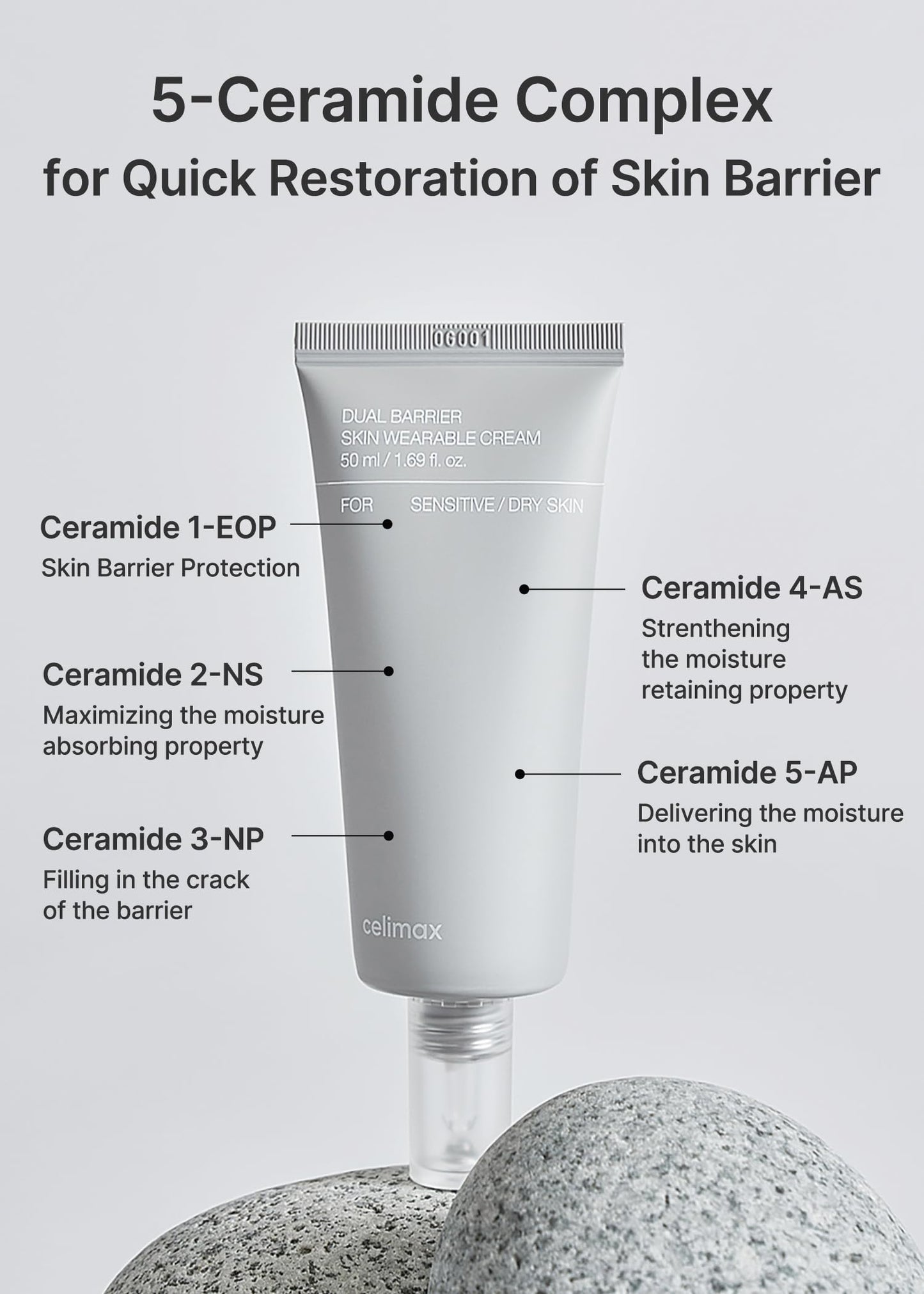 celimax Dual Barrier Skin Wearable Cream | Long Lasting Cream Face Moisturizer with Ceramides, Hyaluronic Acid, Moisturizing, Hydrating, Soothing, Repairing, Day & Night Cream, 50ml
