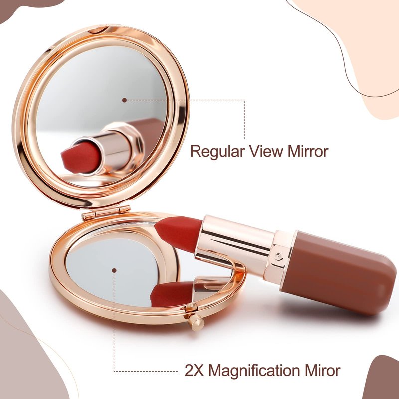 Roowest 16 Pack Metal Rhinestone Compact Mirror Bulk for Women Inspirational Rose Gold Magnifying Pocket Mirrors for Purses Wedding Bridal Shower Favors