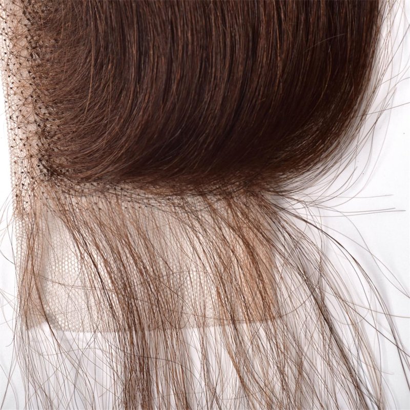 Brazilian Chocolate Brown 4# Straight 2x6 Lace Closure 100% Unprocessed Human Virgin Hair Silk Straight Lace Closure Color 4 Chestnut Brown Pre-Plucked Hairline (#4 straight 2x6 closure, 14inch)