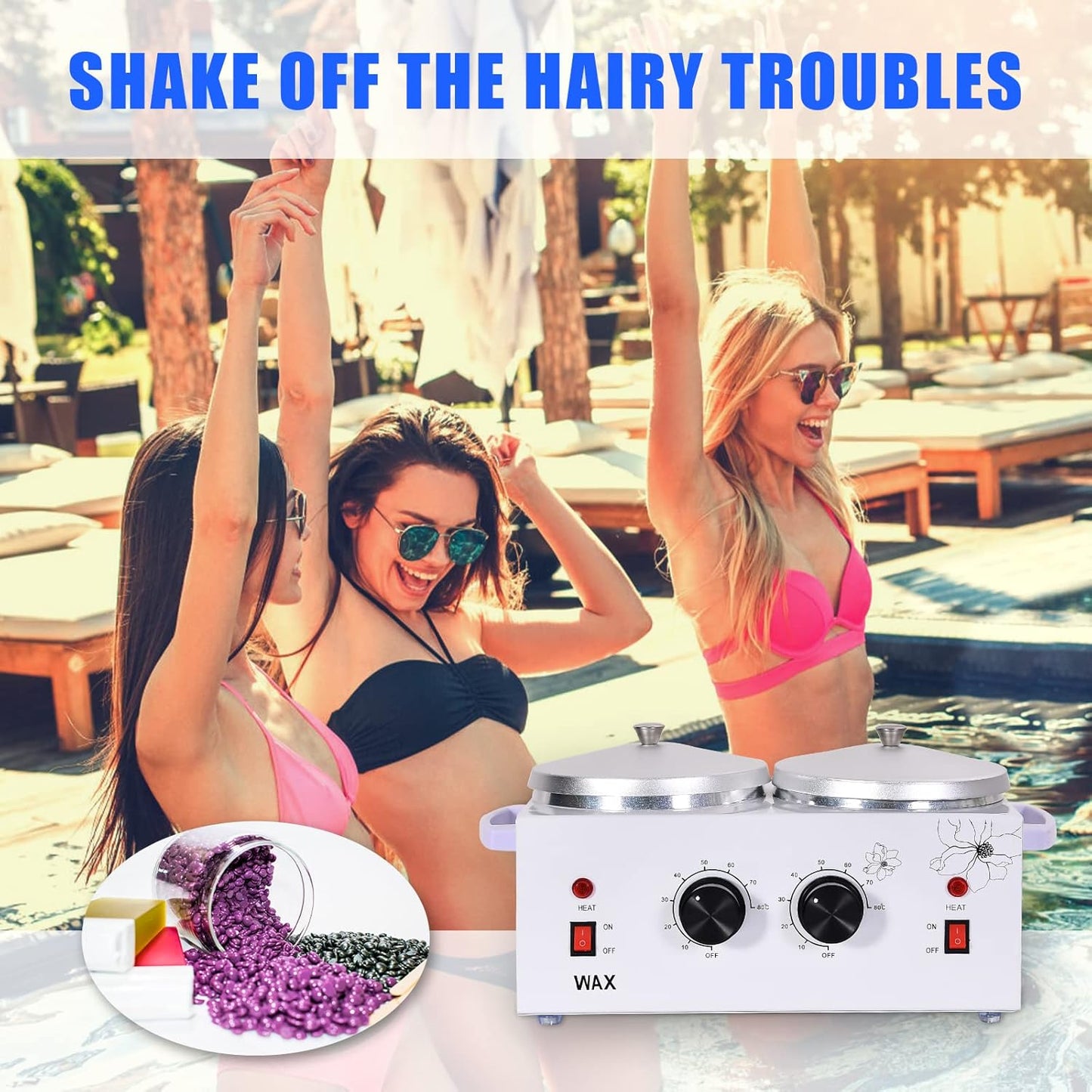 Portable Waxing Kit - Dual Pot Wax Warmer Machine for Smooth Hair Removal | Ideal for Home Use