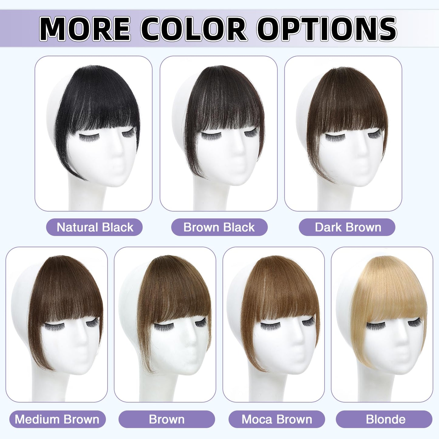 Niceone Hair Clip In Bangs for Women, Brown Black French Bangs Hair Clip with Temples, 100% Real Human Hair Layered Curved Fringe for Halloween and Daily Use(Brown Black, French Bangs)