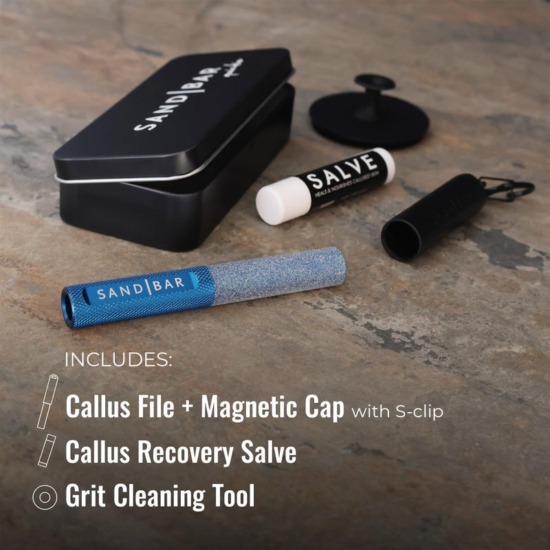 Callus Removal Balm Stick - Lightweight Hand Callus Remover with Magnetic Cap | Grit Surface, 4" - Blue