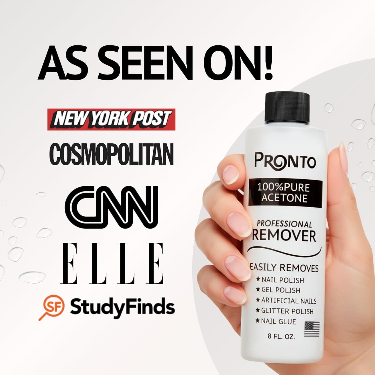 Pronto Gel Nail Polish Remover Kit - 8 Oz Pure Acetone | Complete Nail Care Set with File, Soak Off Bowl & Buffer