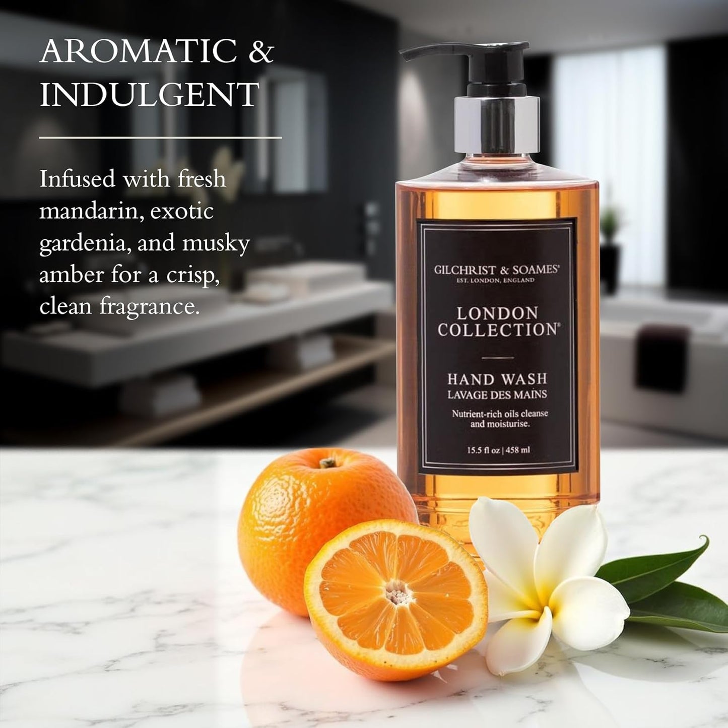 Gilchrist & Soames Hand Wash - Natural Moisturizing Liquid Cleanser with Red Tea & Grape Seed Oil | 15.5 oz Pump Bottle