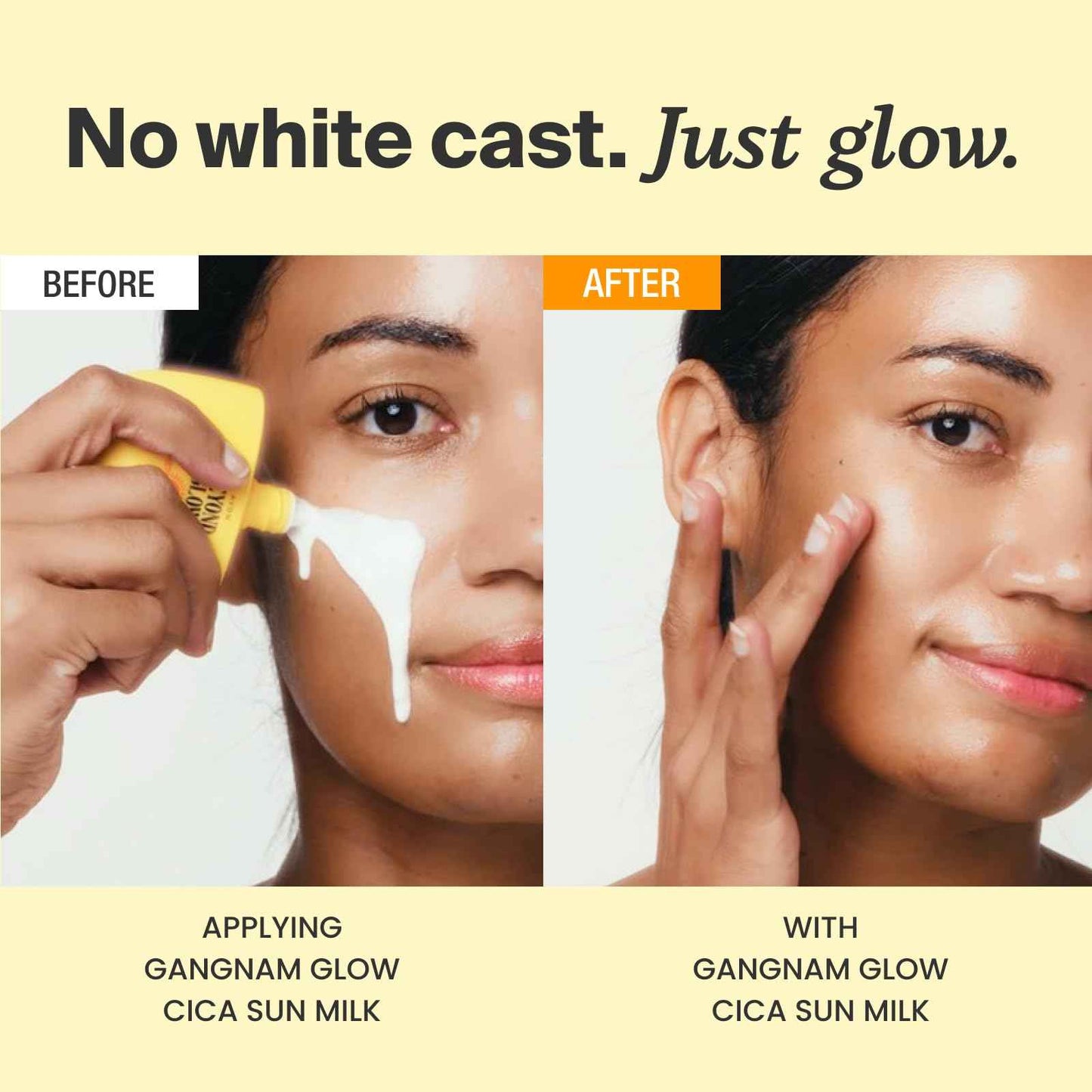 GANGNAM glow CICA SUN MILK, Moisturizer with SPF 50, Invisible Broad Spectrum Sunscreen for Face, No White Cast, Sun Protection with Cica and Niacinamide, Glow Natural Korean Sunscreen 1.69 fl.oz