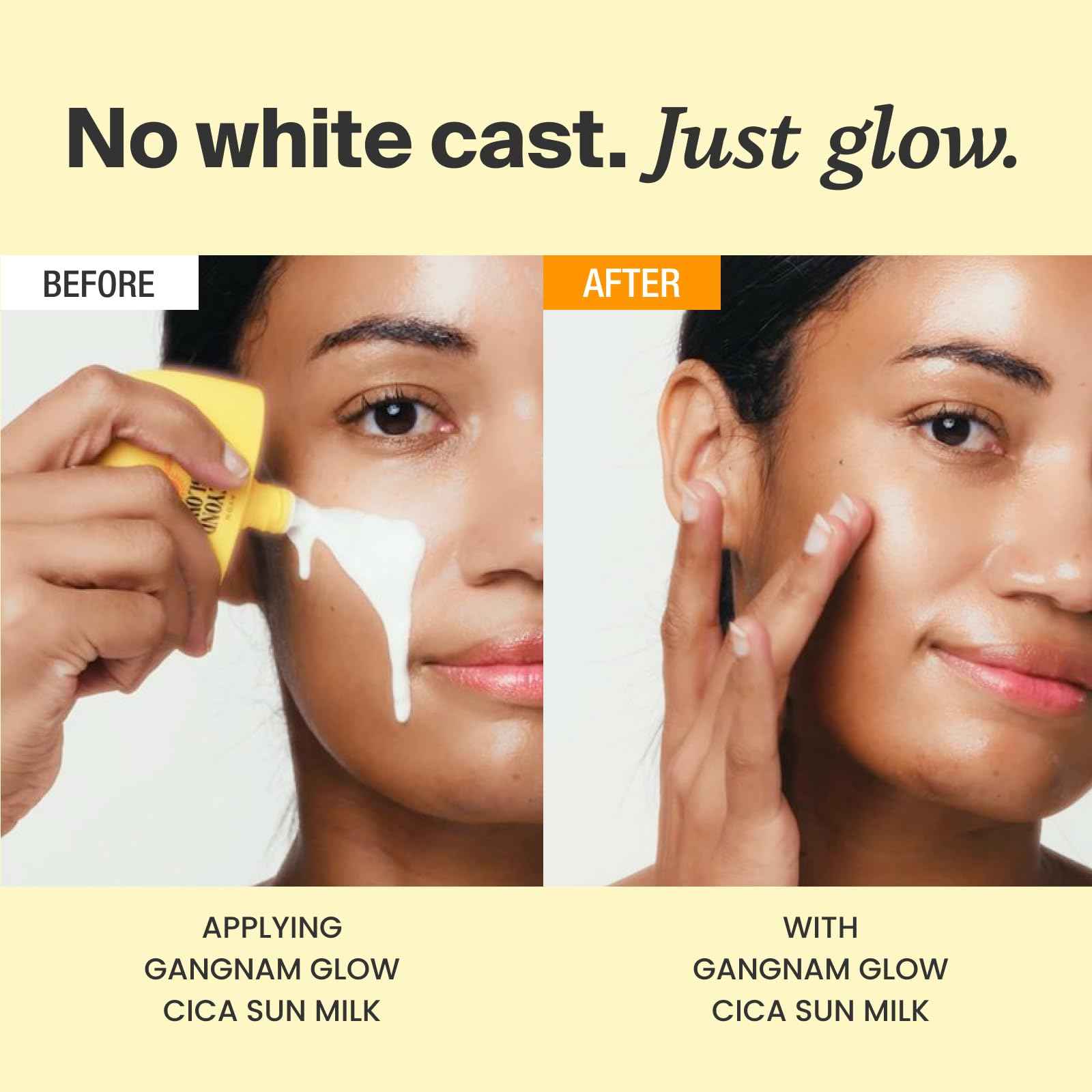 GANGNAM glow CICA SUN MILK, Moisturizer with SPF 50, Invisible Broad Spectrum Sunscreen for Face, No White Cast, Sun Protection with Cica and Niacinamide, Glow Natural Korean Sunscreen 1.69 fl.oz