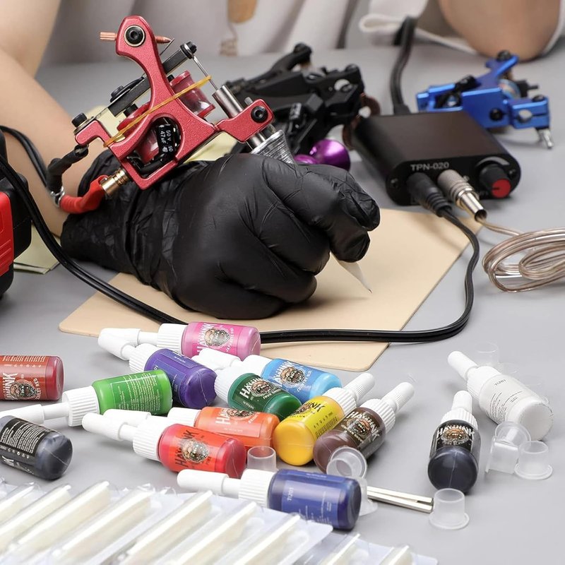Complete Tattoo Kit - 4 Machines, Power Supply & 14 Inks | Portable Carry Case