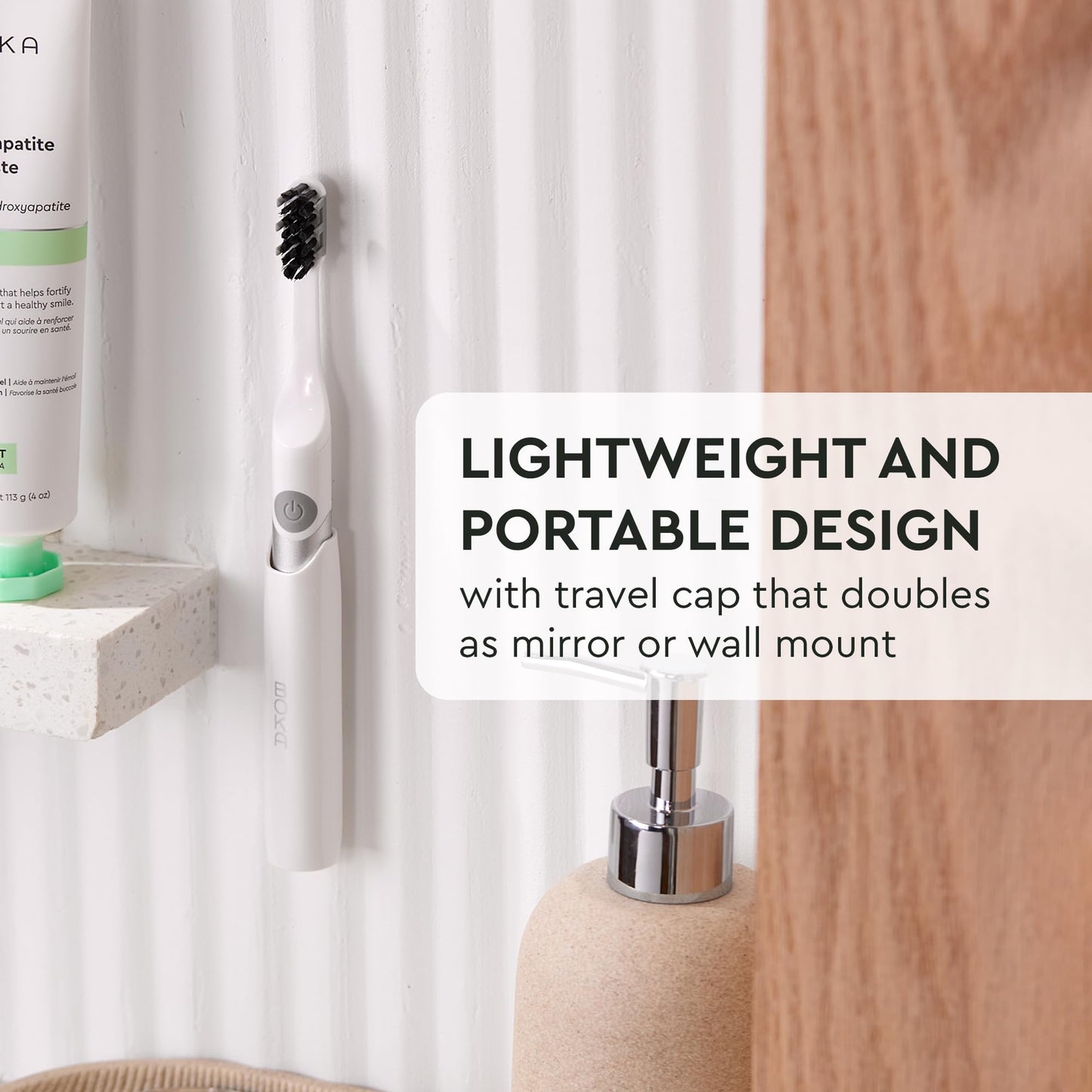 Boka Sonic Electric Toothbrush for Adults - 24000 VPM w/Standard & Sensitive Modes - Waterproof & Up to 120 Battery Life w/Travel Cover & Wall/Mirror Mount - Automatic Smart Timer, Non-Slip Handle