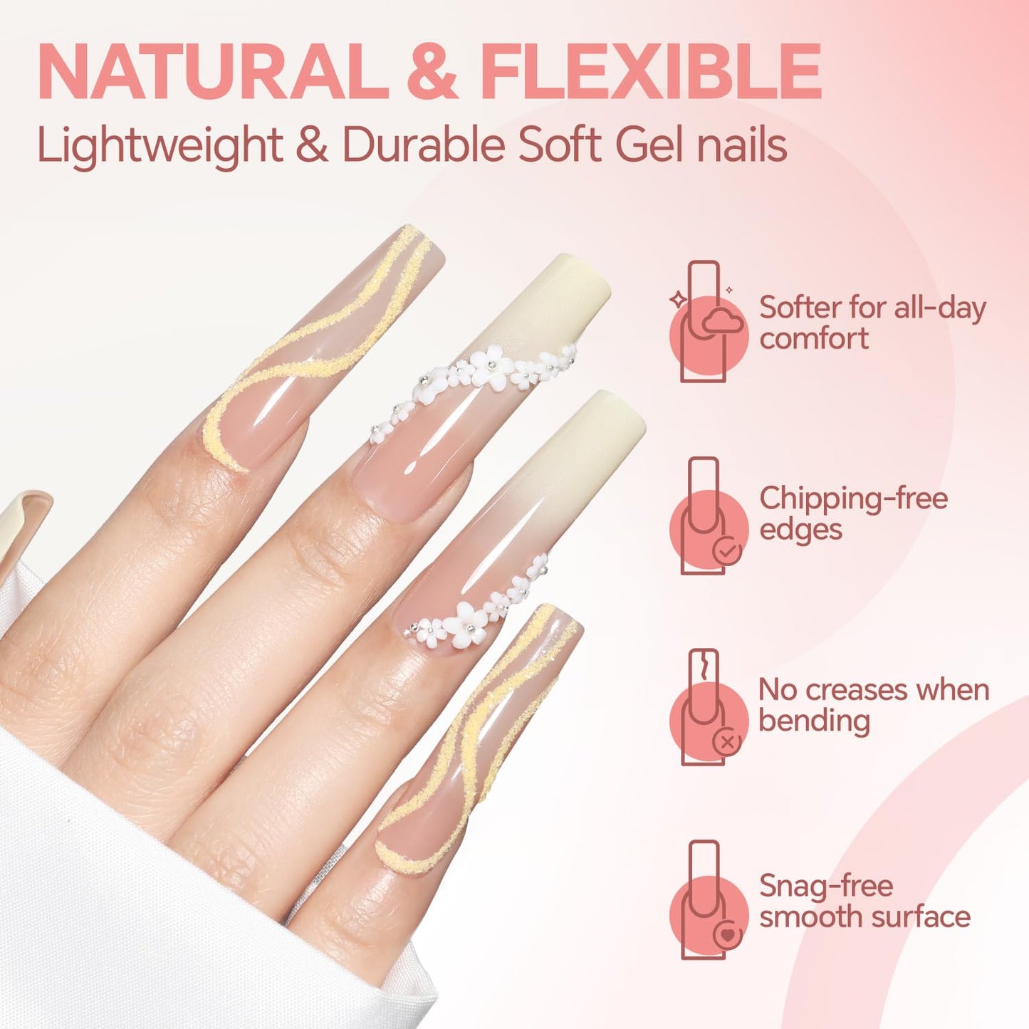 Luckyfairy XXL No C Curve Square Flat Nail Tips, 240pcs Extra Long Straight Tapered Acrylic Gel Fake Nails, Matte Full Cover Clear Press on for Extension Manicure Home DIY 12 Sizes Gelly Tips
