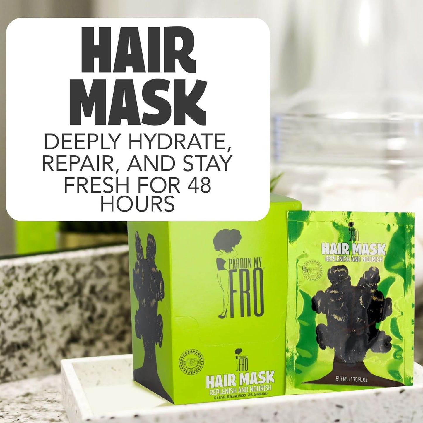 Pardon My Fro Hair Mask - Argan & Jojoba Oil for Curly Hair - Deep Conditioning & Frizz Control | 12 Pack x 1.75 oz
