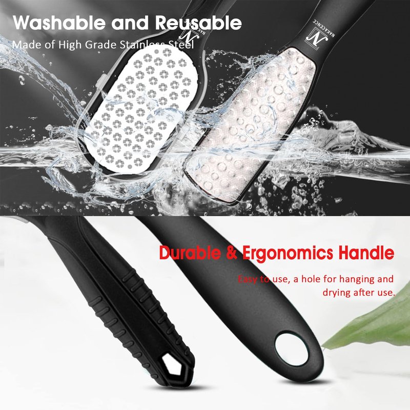 Foot Scrubber Dead Skin Double Sided Foot File Rasp Callus Remover, 2pcs Foot Bath Bombs,Pedicure Foot Scrubber Grater,Foot Heel Craper for Cracked Heels, Foot Grater Shaver Scraper 2pcs