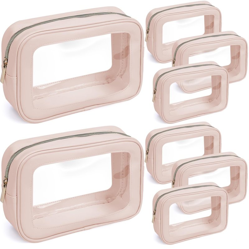 8 Pcs TSA Approved Toiletry Bags Clear Toiletry Bag Diaper Bag Organizer Pouch Set PVC Makeup Pouch with Zipper Waterproof Clear Cosmetic Storage for Travel Purse Organizer Women Men Mothers Day Gifts