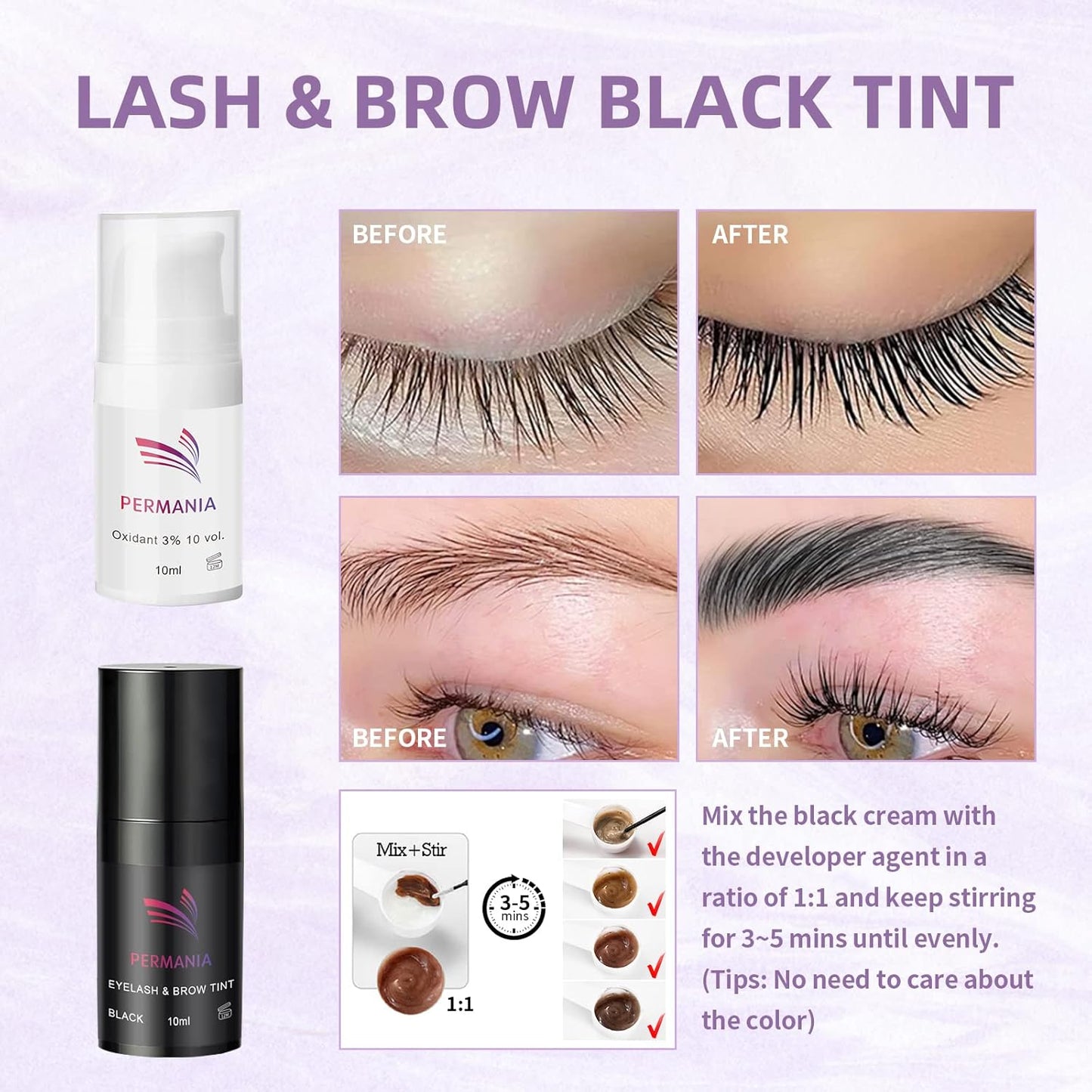 Lash Perm Kit for Eyelash Lift & Brow Lamination - 4-in-1 Fast Curling & Coloring Solution