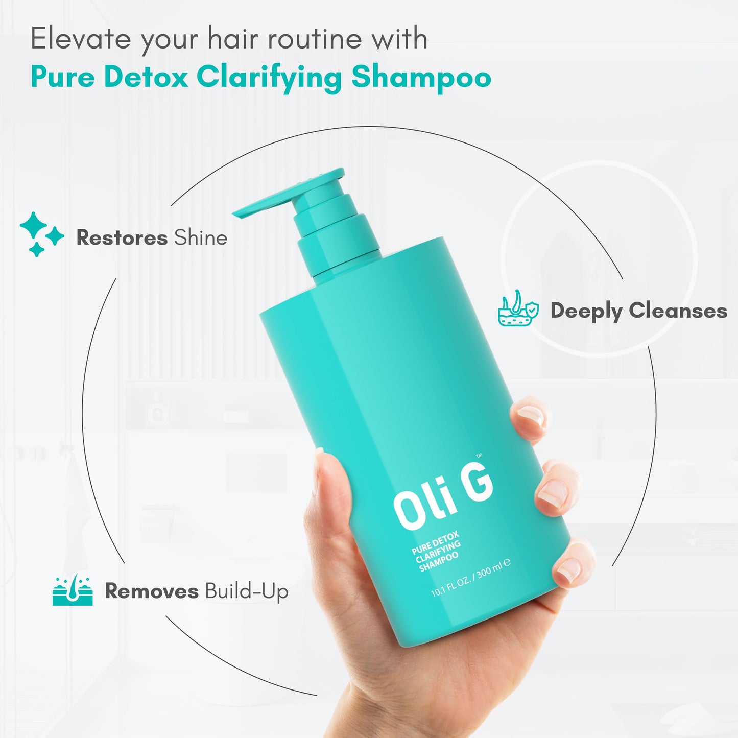 Oli G Pure Detox Clarifying Shampoo 10.1 fl oz / 300 ml – Deep Cleansing Shampoo with Lemon Extract – Build-Up Removing, Scalp-Refreshing & Prep-Boosting Formula for All Hair Types
