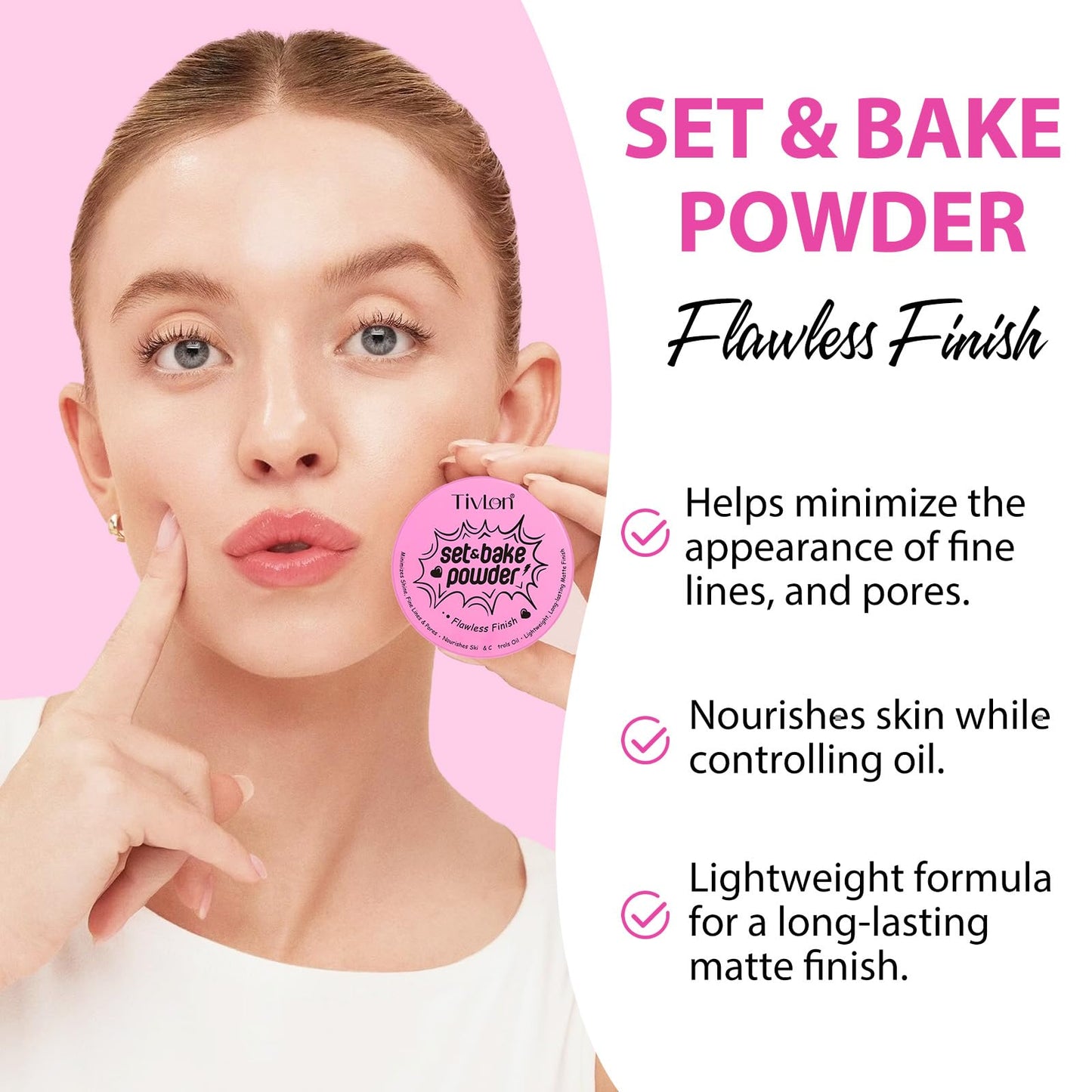 Setting Powder for Makeup, Extra Fluffy Loose Face Powder Poof, Soft Natural Face Makeup for Uneven Skin Tone, Blendable Oil Free Powder Foundation,Talc Free,Vegan,Cruelty-Free, 24g (#2 Natural Color)