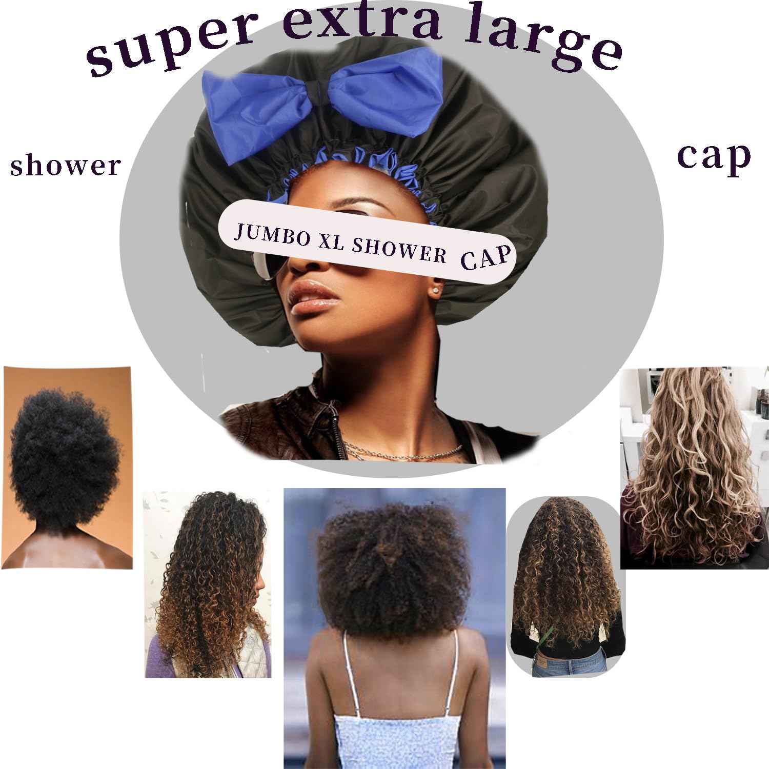 2PCS Genergy Jumbo XL Shower Cap for Braids Reusable and Waterproof Shower Cap, Super Extra Large for Thick, Long, Big Hair, Dual and Adjustable, Washable Bath Hat with Dreadlocks
