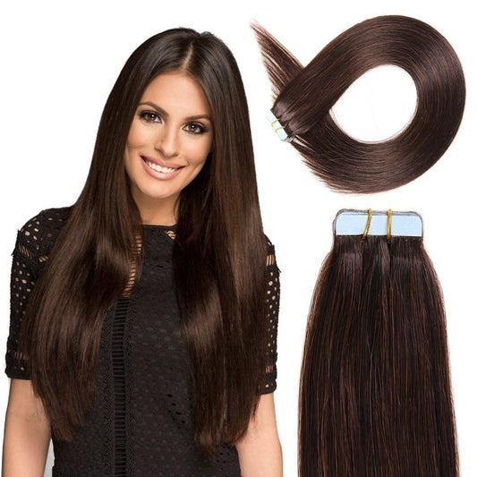 Tape in Hair Extensions Human Hair, 16'' Black Hair Extensions Tape ins Remy Human Hair Extensions 20 Pcs 50 g/pack (#1B) Black