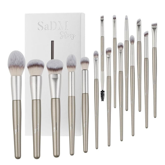 15 Pcs Makeup Brushes Set Vegan Foundation Concealers Blush Eyeshadow Eyeliner Powder Highlighter Blending Face Brush Set
