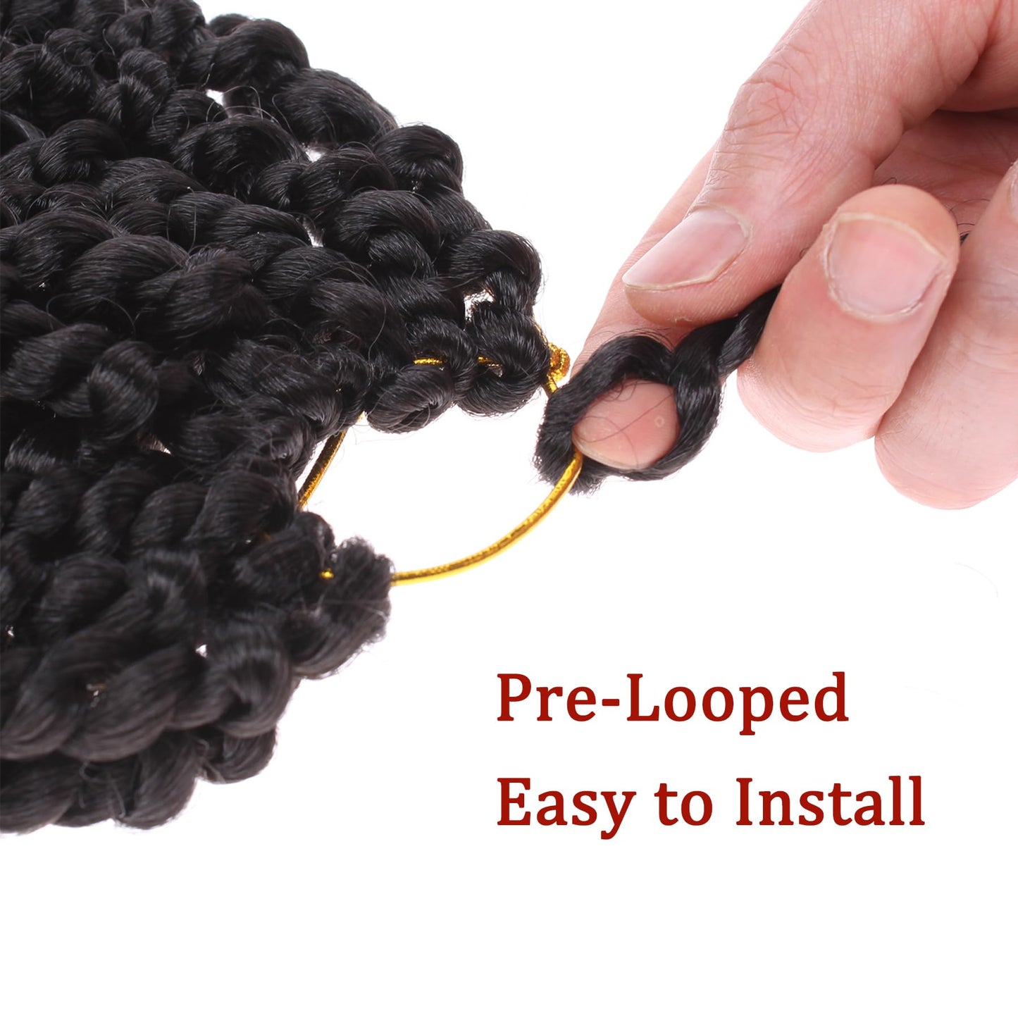 Xtrend 8 Packs Pre-twisted Passion Twist Crochet Hair 18 Inch Natural Black Pre-looped Crochet Braids Hair For Women Bohemian Synthetic Passion Braiding Hair Extension (8packs, 1B#)