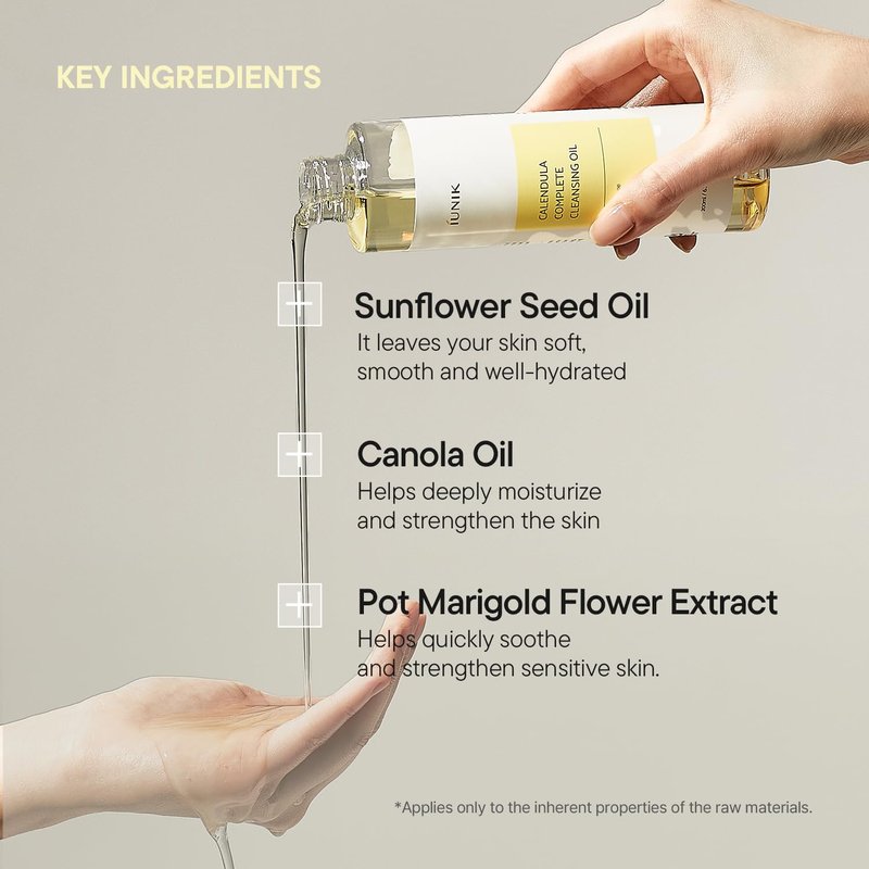IUNIK Calendula Complete Cleansing Oil – Calendula & Jojoba Oil Vegan Oil Cleanser for Blackhead Care, Makeup & Sunscreen Removal, Korean Skincare, 200ml / 6.7 fl oz