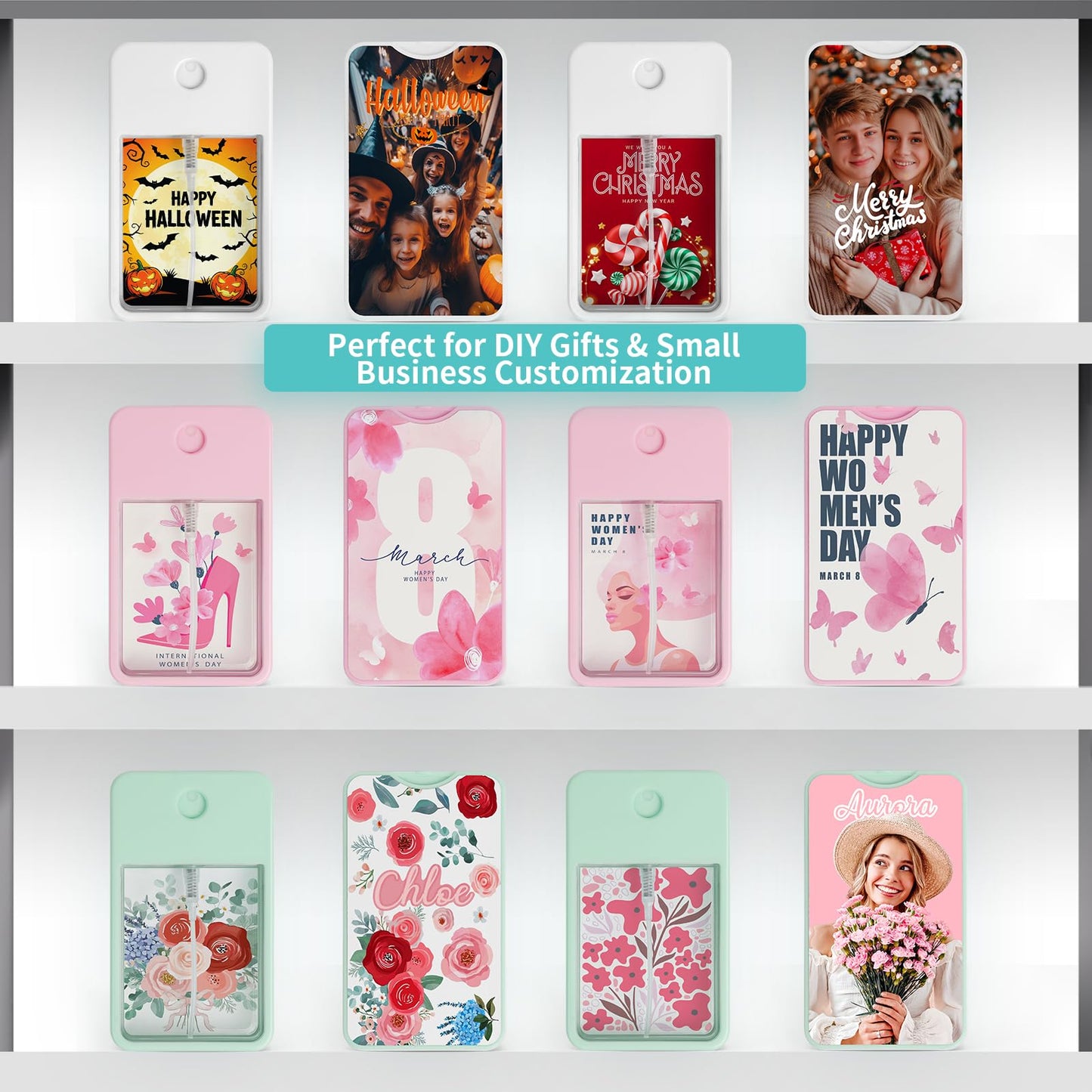 PYD Life 6 Pack Sublimation Blanks Card Perfume Spray Bottle 1FL.OZ 30 ml