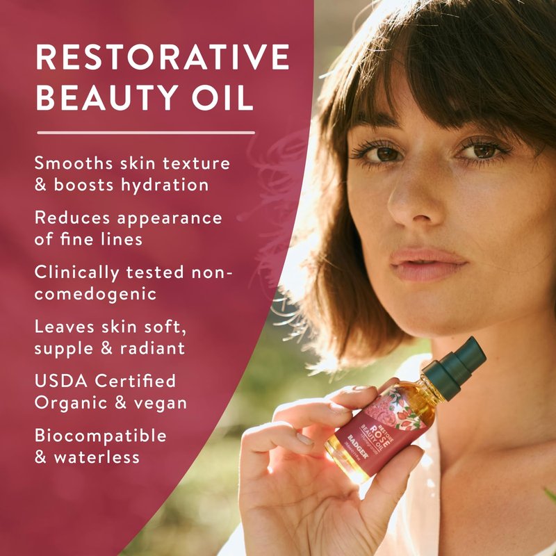 Rose Cleansing Oil - USDA Organic Moisturizing Face Oil in Eco-Friendly Glass Bottle