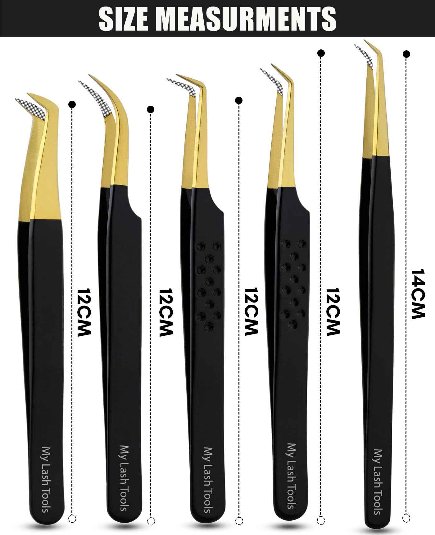 5pcs Fiber Tip Lash Tweezers Set – Curved Classic, Boot Volume, 90° & 45° Angle, Isolation Tweezer for Eyelash Extensions, Precision Stainless Steel, Professional Non-Slip Application Kit