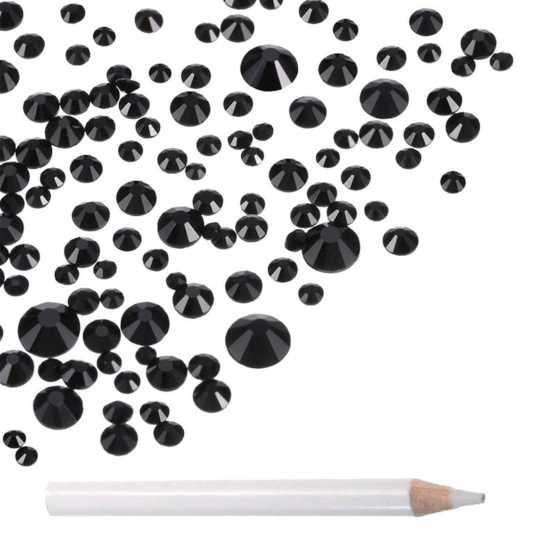 LPBeads 3456 Pieces Nail Crystals AB Nail Art Rhinestones Round Beads Flatback Glass Charms Gems Stones, 6 Sizes for Nails Decoration Makeup Clothes Shoes (Mix SS4 5 6 8 10 12, Black)
