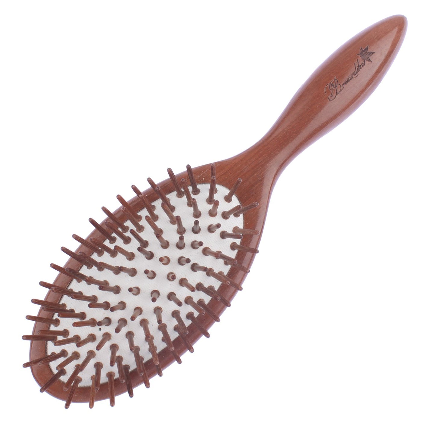 Breezelike Wood Hair Brush - Wooden Spindle Handle Detangling Massage Brush Handmade with Natural Red Sandalwood