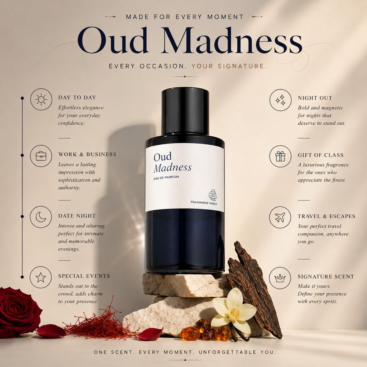Eau De Parfum 60ml | Oud Madness by Fragrance World
