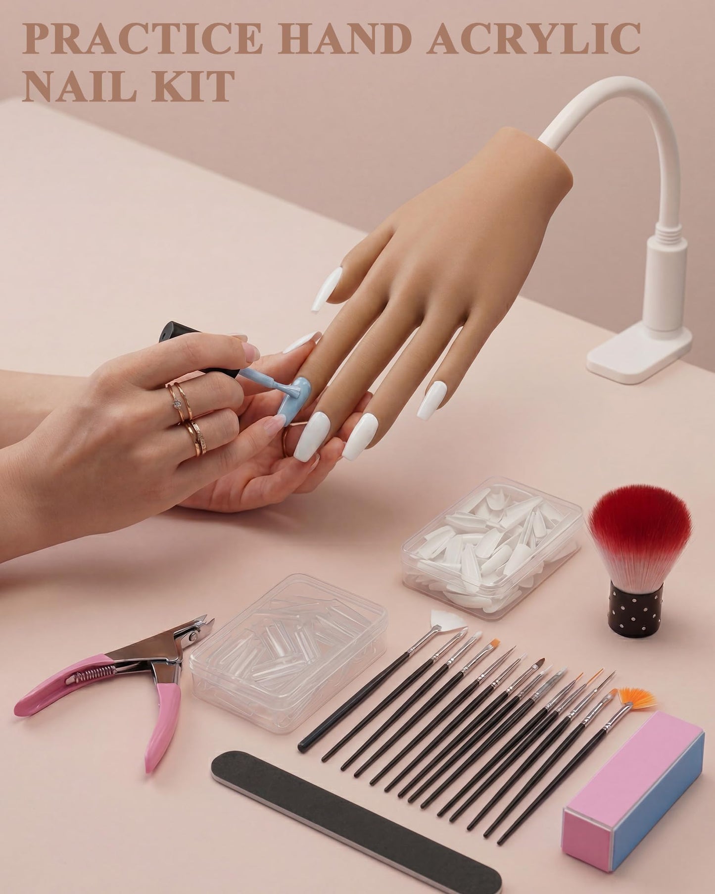 Practice Hand for Acrylic Nails, Silicone Hand for Nail Practice, Nail Tips Won't Fall off Nail Hand, Flexible Nail Practice Hand for Beginners,13.7 x 6.29 x 1.88in