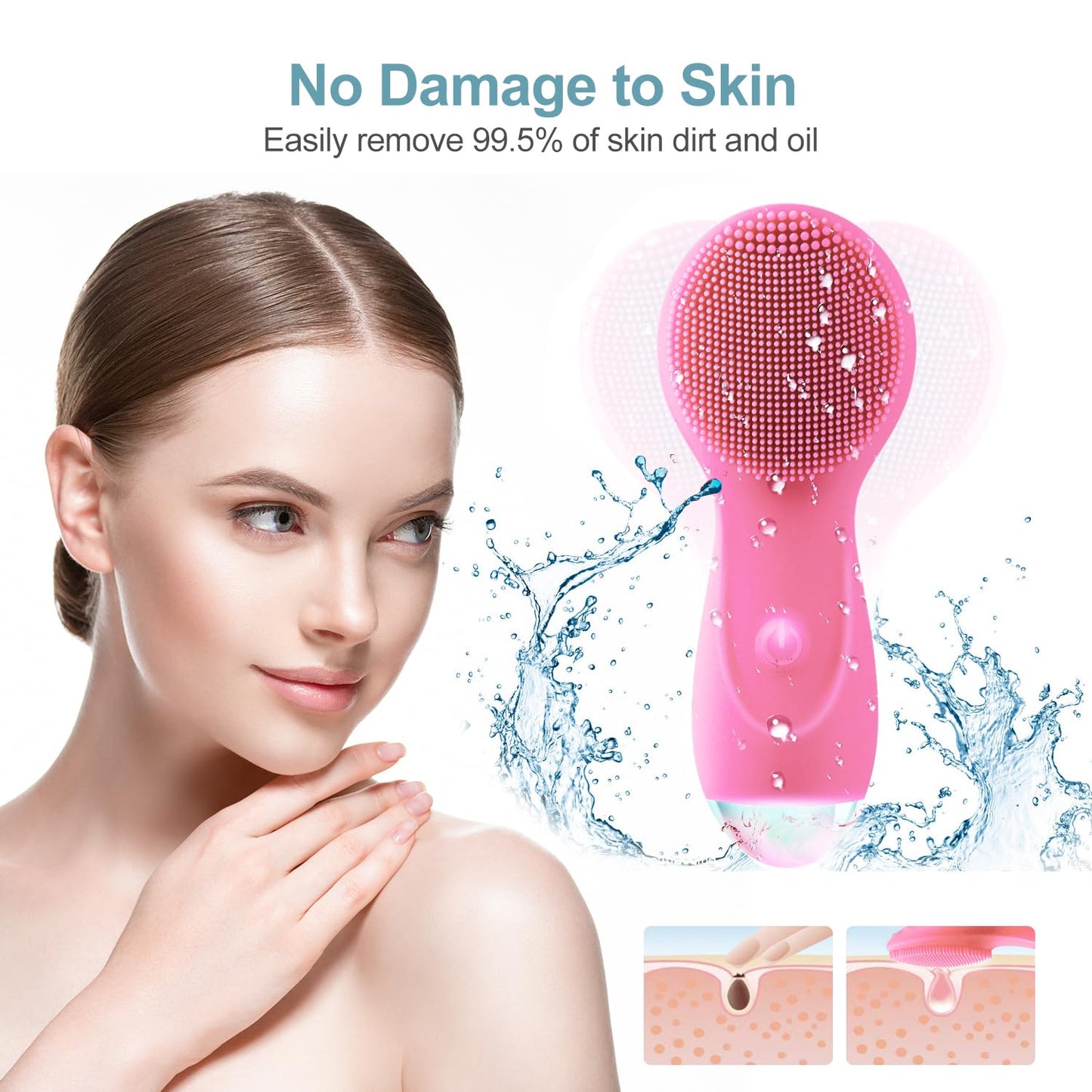 XYZHYAN Facial Massager, Facial Cleansing Brush, Waterproof Rechargeable Portable Powerful Massage Cleaning ultrasonic face Washer, Facial Cleansing Tool, Suitable for Ladies Facial Exfoliation.