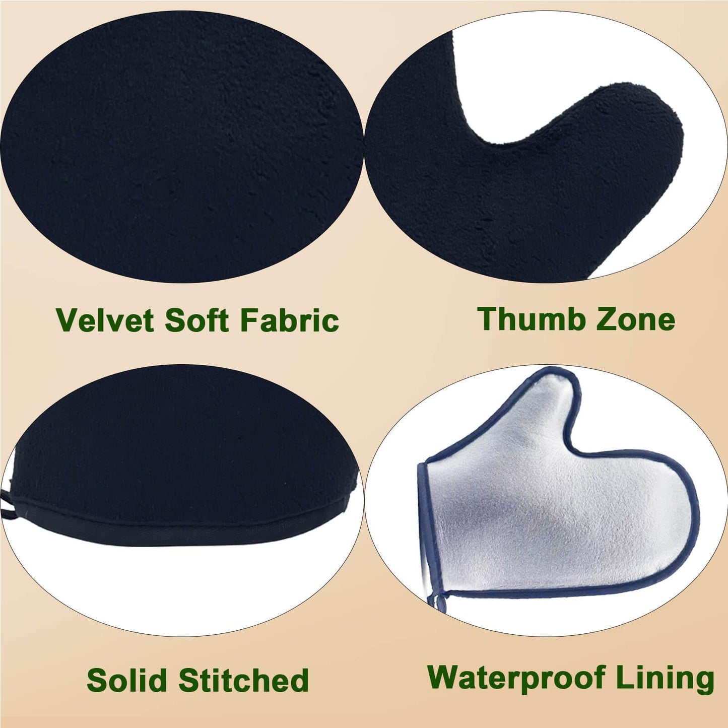 4 Pack Self Tanning Mitt Applicator Kit - 1 Self Tan Mitt, 1 Back Tanning Applicator, 1 Ultra Soft Self Tanner Brush, 1 Exfoliating Glove, for Sunless Streak-Free Fake Tan (Black)