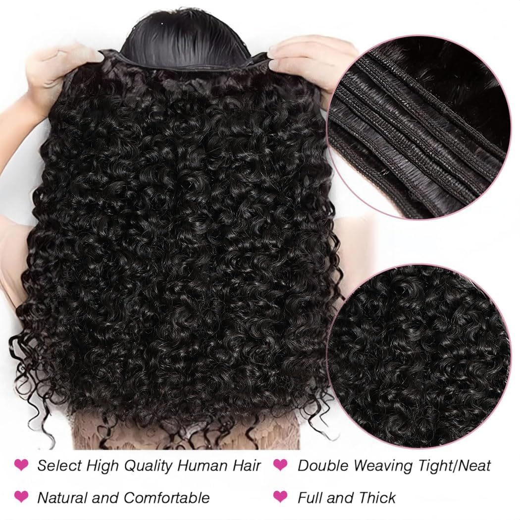Burmese Curly Human Hair Bundles - Unprocessed 3C4A Raw Hair Extensions | 14 Inch Natural Color Spiral Weft