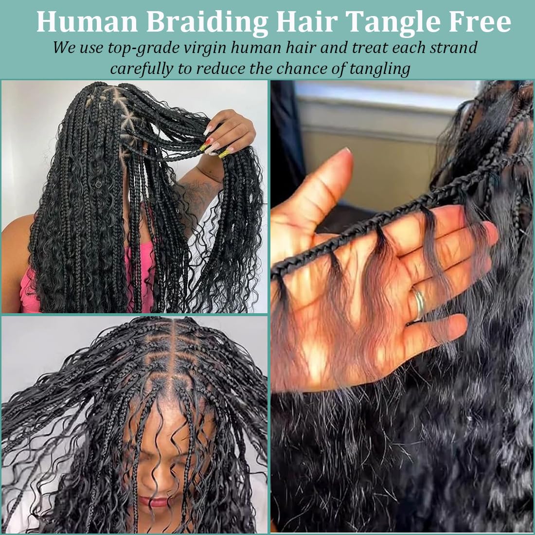 Water Wave Bulk Human Hair for Braiding No Weft Unprocessed Brazilian Virgin Human Hair Extensions Wet and Wavy Micro Braiding Hair Human Hair Bundles For Boho Braids Natural Color(18inch 2pack/100g)