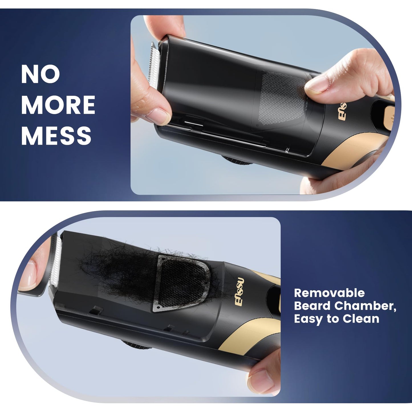 ENSSU Beard Trimmer for Men - Electric Cordless Vacuum Mens Beard Trimmer with Adjustable 20 Length Setting,Waterproof Mustache Trimmer with Ceramic Blade for Precision Facial Hair