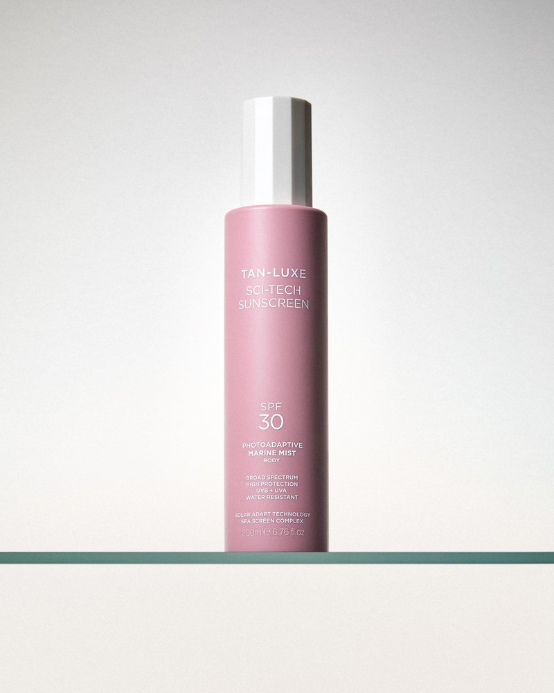 Tan-Luxe Sci-Tech Sunscreen SPF 50 Marine Mist Body, Clear, Lightweight Body Sunscreen Spray With Solar Adapt Technology, Water-Resistant, Reef Safe, Vegan, 6.76 fl. oz/200 ml Bottle