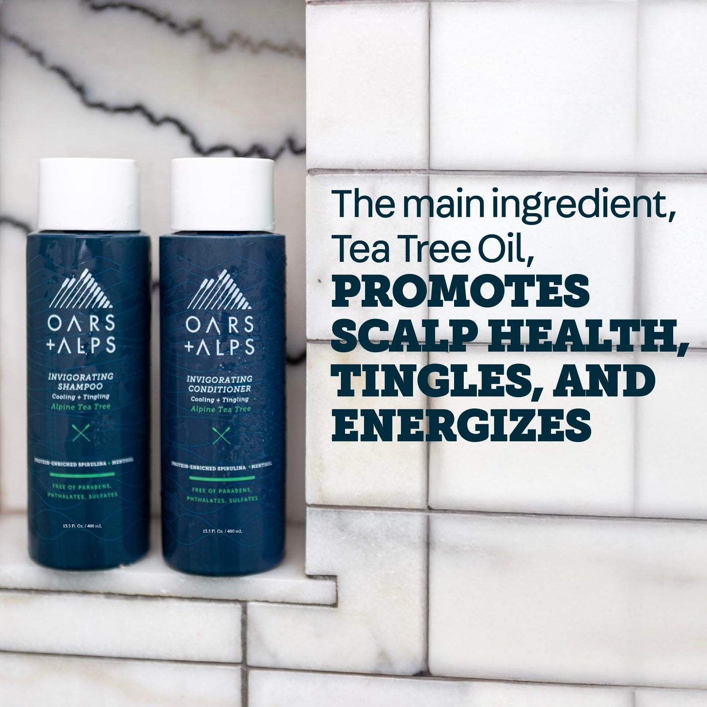 Oars + Alps Men's Sulfate Free Hair Shampoo for Men & Women, Shampoo for Hair Infused with Witch Hazel and Tea Tree Oil, Nourishing & Moisturizing, Paraben & Sulfate Free, Alpine Tea Tree, 13.5oz