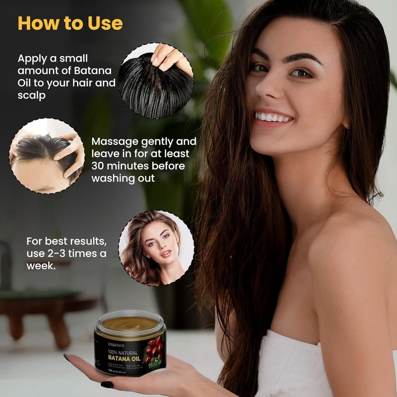 Batana Oil for Hair Growth - Organic & Unrefined | Thicker, Stronger Hair, Prevents Hair Loss for Men & Women
