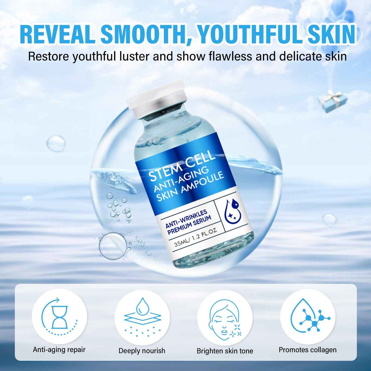 Stem Cell Anti-Aging Serum - Firm, Hydrate, and Renew Your Skin for a Youthful Glow,Strengthens and Moisturises Skin，Use with and Without MicroNeedling, Anti Aging & Smooth Wrinkles