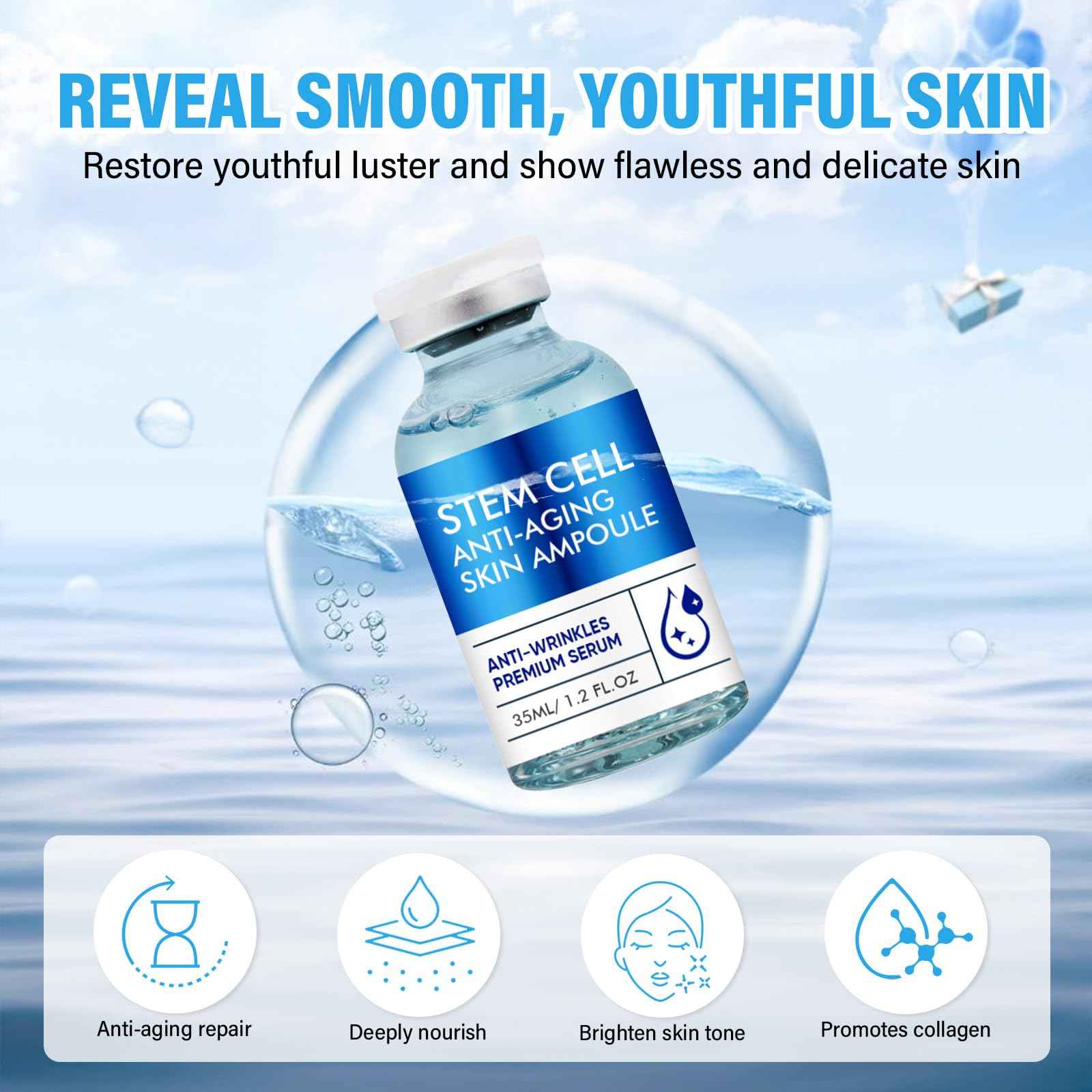 Stem Cell Anti-Aging Serum - Firm, Hydrate, and Renew Your Skin for a Youthful Glow,Strengthens and Moisturises Skin，Use with and Without MicroNeedling, Anti Aging & Smooth Wrinkles