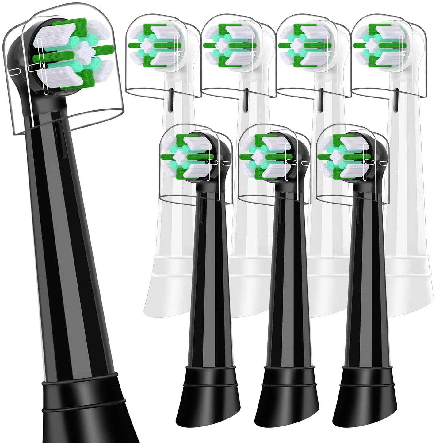 IO Replacement Heads Compatible with Oral B iO 2 3 4 5 6 7 8 9 10 Series Electric Toothbrush, 8 Pcs Brush Heads Compatible with Oral B for Deep Cleaning (Black/White)