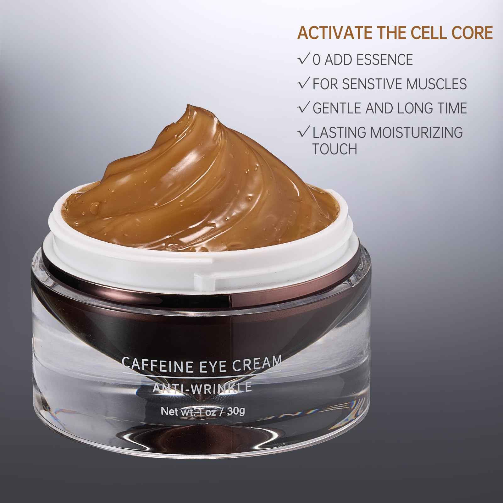 FREEMOOD Eye Cream for Dark Circles,Anti-Aging Under Eye Cream with Caffeine,Hyaluronic Acid to Fight Fine Lines,Hydrating Eye Care Serum,1 fl.oz