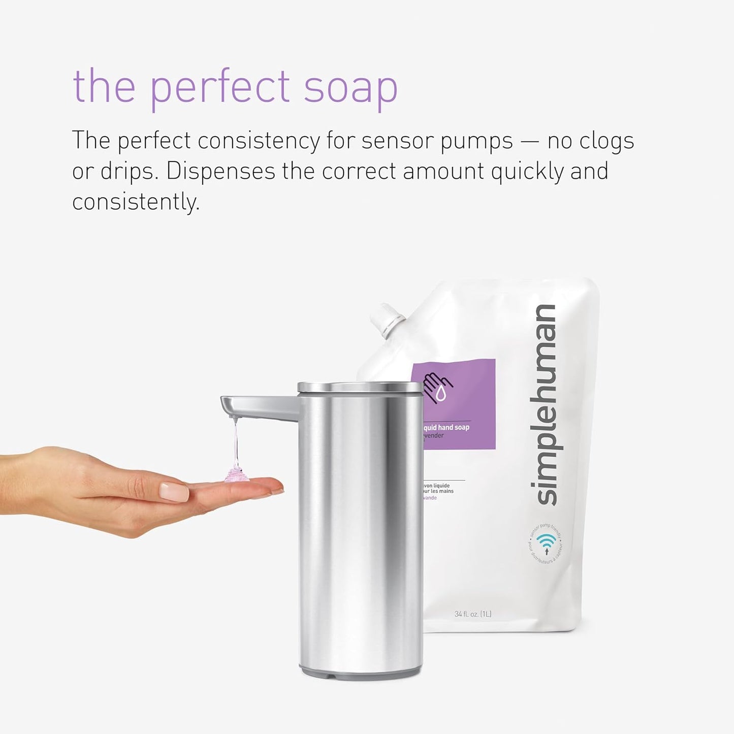 simplehuman Hand Soap Refill Pouch - Moisturizing Liquid Soap, 34 Fl. Oz. | Pack of 3