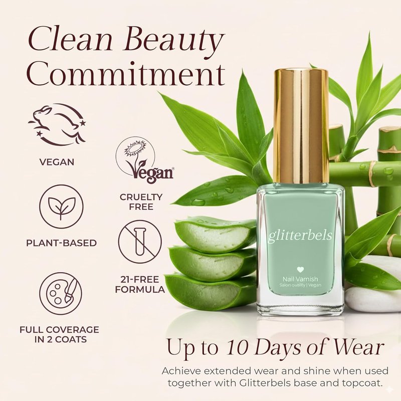 Take A Dip Green Nail Polish - Quick Dry Vegan Gel-Like Finish | 21-Free Formula for Long-Lasting Salon Quality