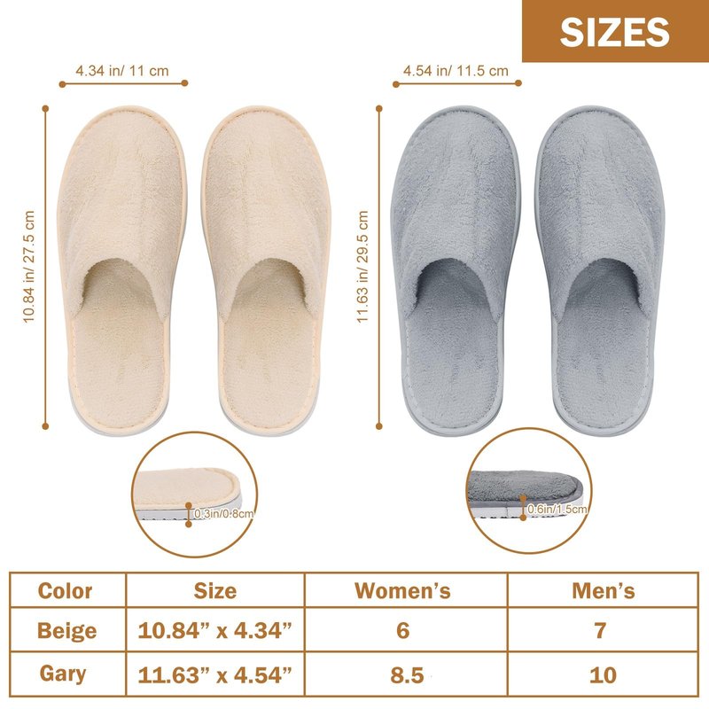 AQUEENLY House Slippers for Guests, Washable Spa Slippers Disposable Slippers for Guests, Hotel Slippers Guest Slippers for Shoeless Home, Non Slip Indoor Slippers Home Slippers for Women Men (12 Pack, US Footwear Size System, Adult, Women, Numeric Range,