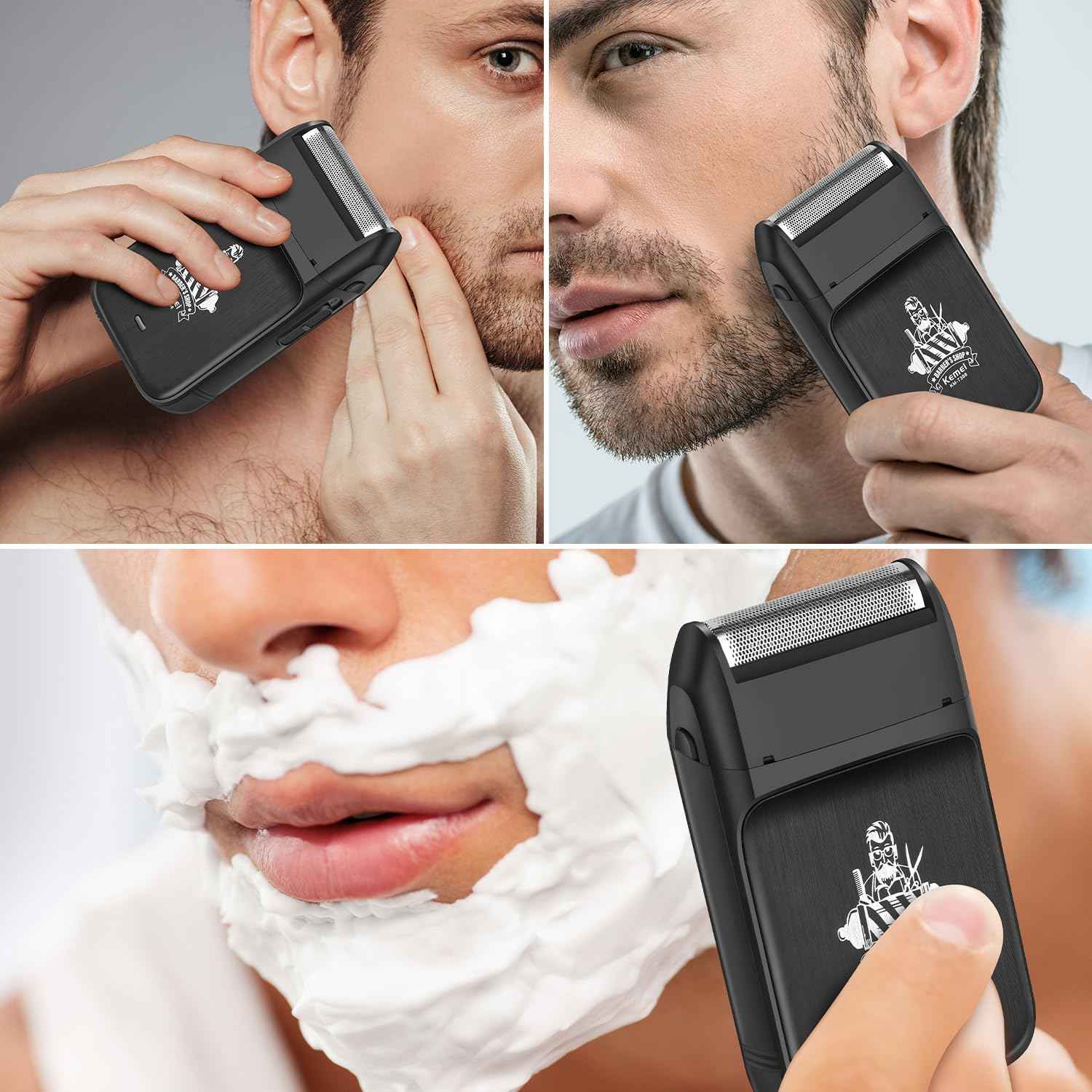 KEMEI KM-T366 Electric Foil Shaver for Men, Cordless Beard Trimmer with Pop-up Trimmer, Rechargeable Mens Razors for Shaving & Bald Head