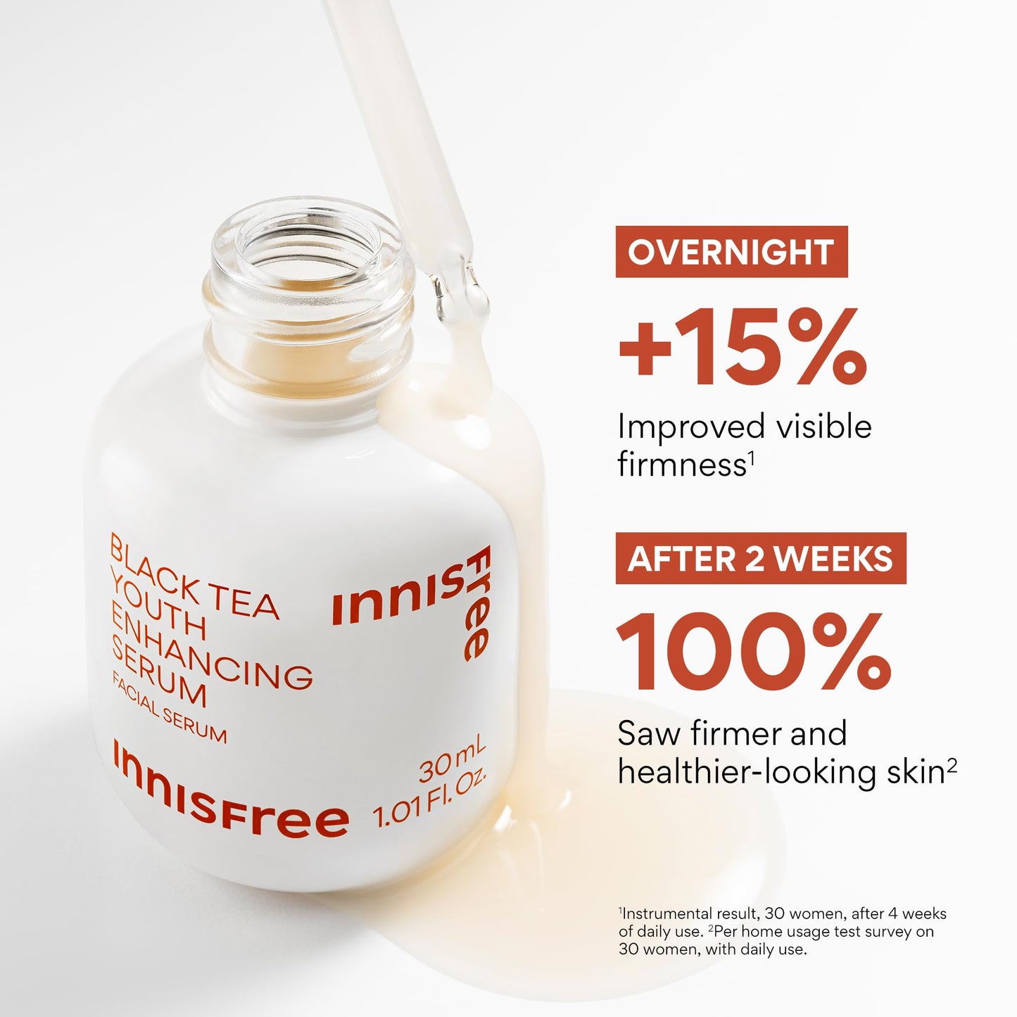 innisfree Black Tea Youth Serum, Korean Anti-Aging Treatment with Niacinamide for Radiance, Firm Skin, Hydration, and Visible Skin Renewal