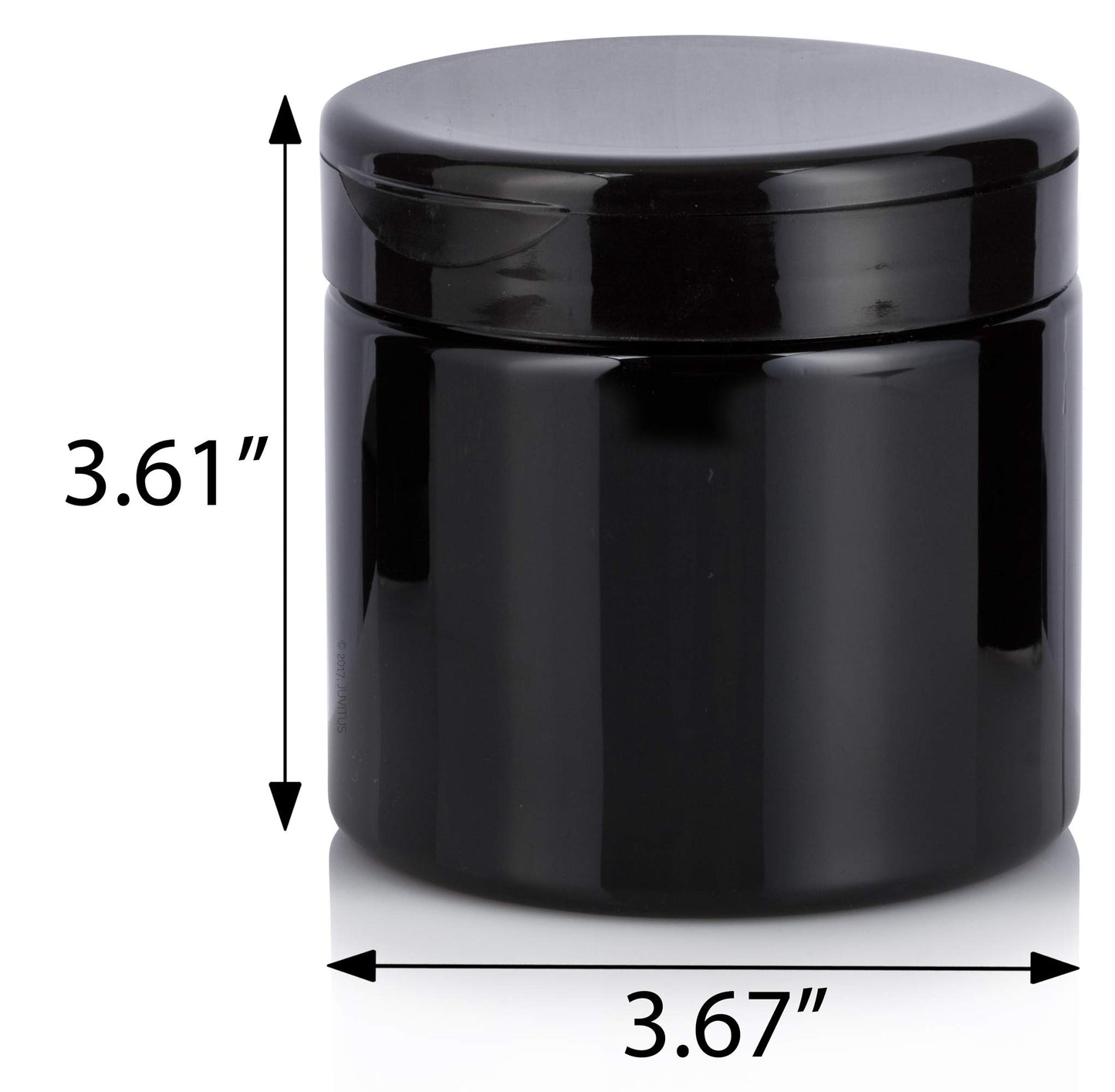JUVITUS (6 Pack) 16 oz Black PET Plastic Refillable Jar with Black Flip Top Cap + Labels