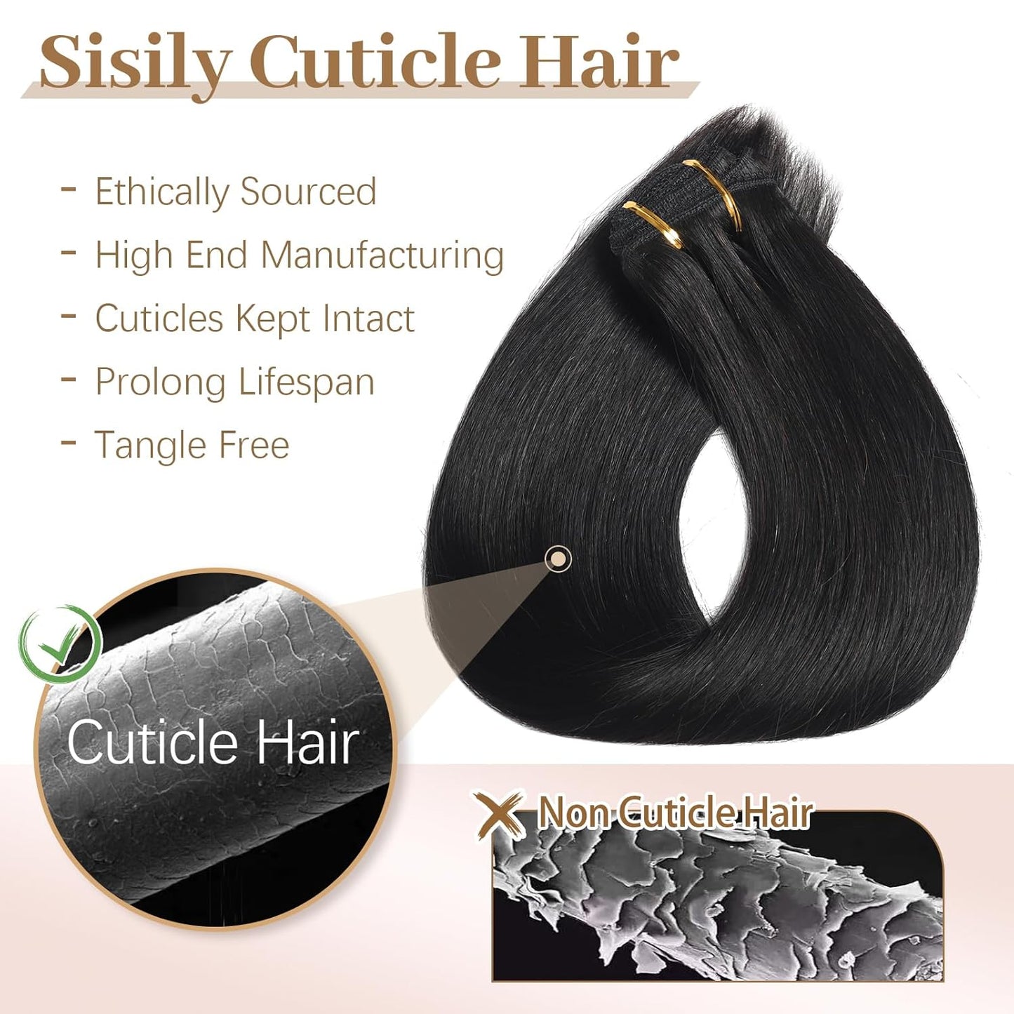 Real Human Hair Clip-In Extensions - 18 Inch, 70g Natural Straight for Black Women | 7 Pieces with 16 Clips